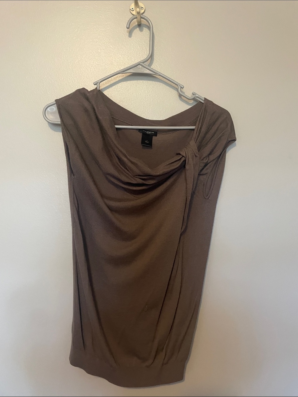 Ann Taylor Draped Neck Top in Brown Taupe